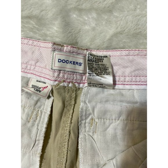 Dockers Women’s Sz 8 Polyester Capri Crop Pants Tan Beige Run For The Cure - Picture 11 of 11